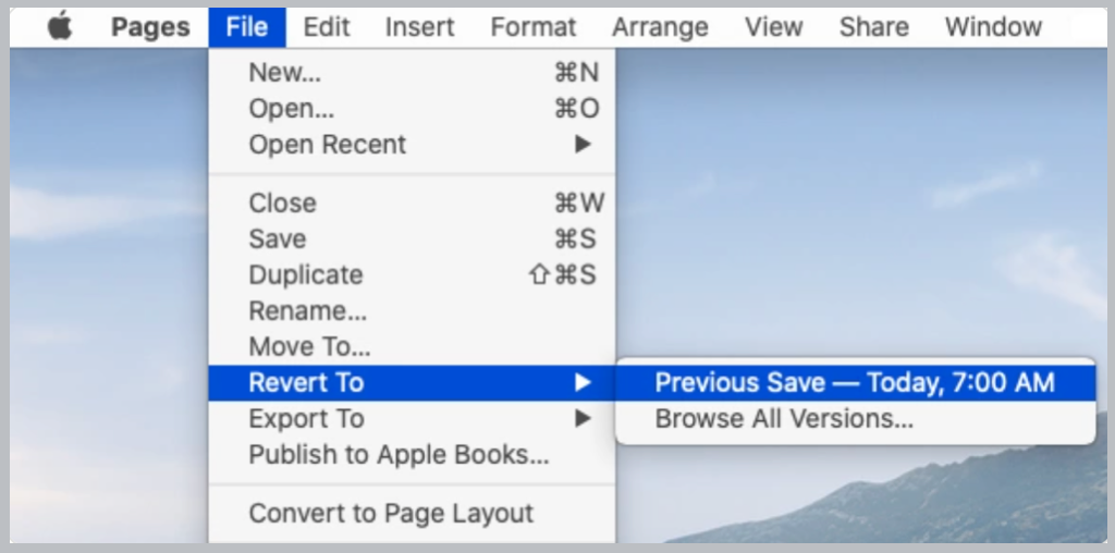 Revert-to-Option in Pages