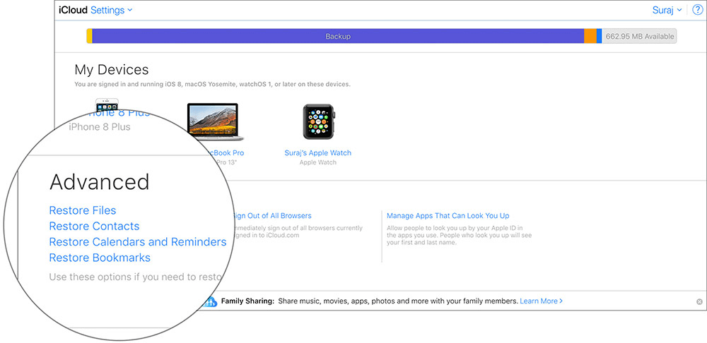 Restaurar archivos con respaldo de iCloud