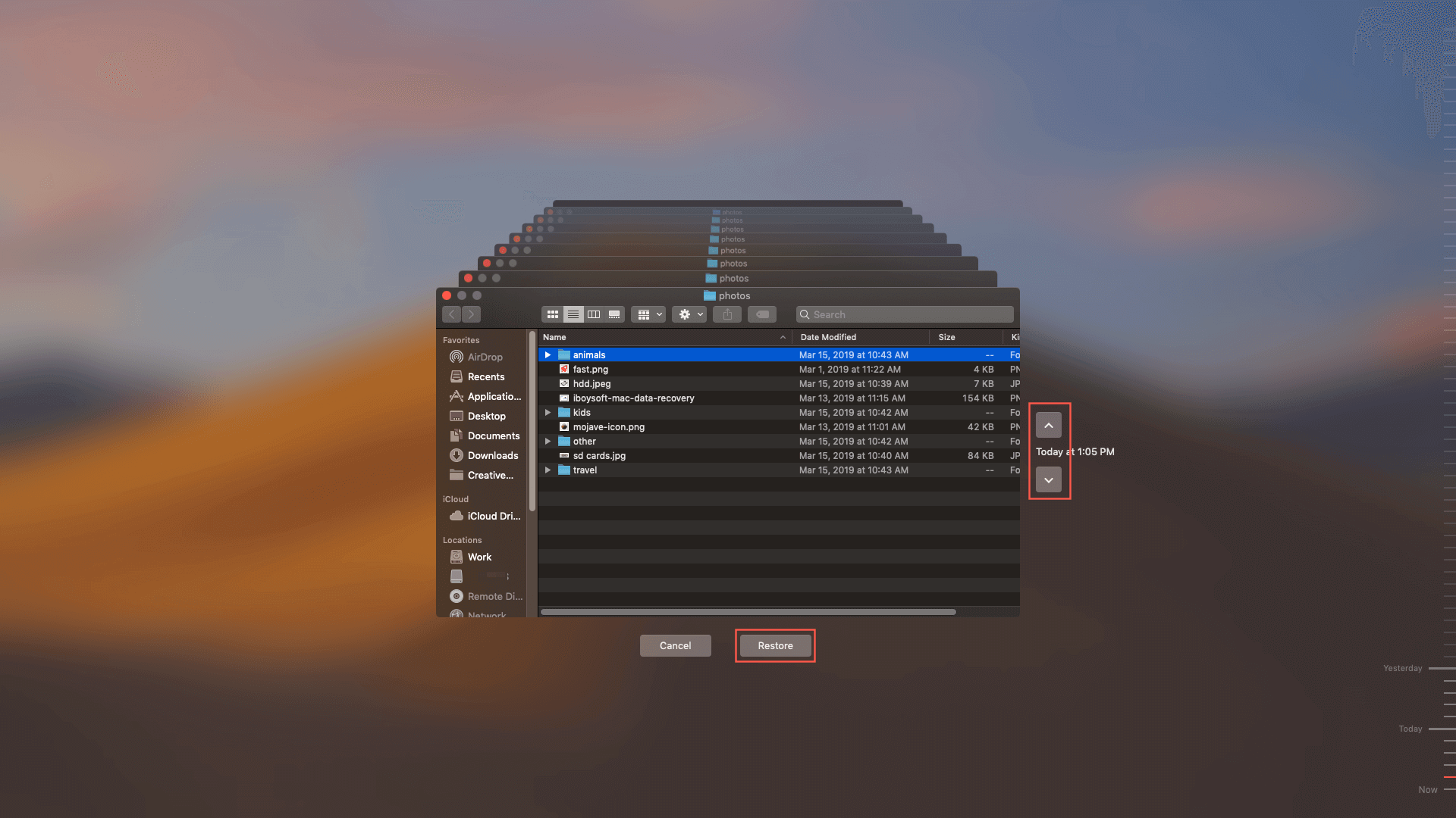 restaurar archivos perdidos con copia de seguridad de Time Machine