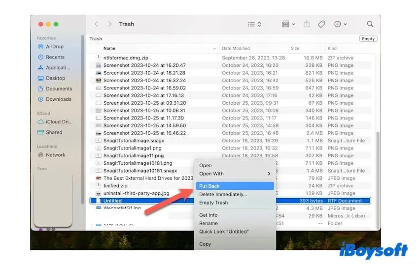 recover deleted TextEdit files from trash