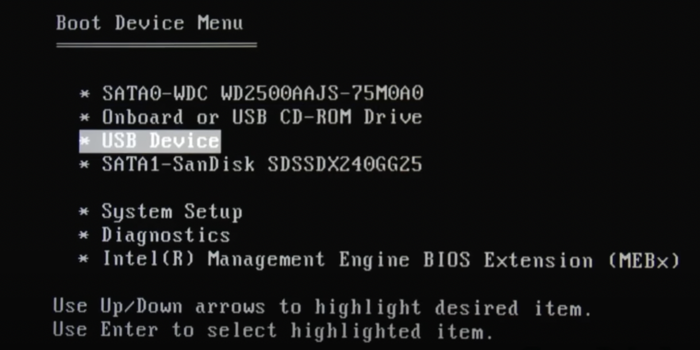 Start Windows with USB bootable drive