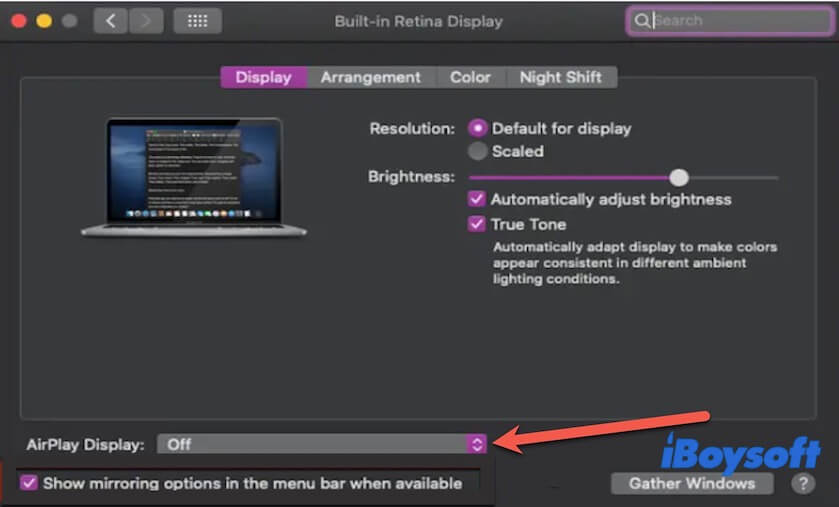 turn on AirPlay in Display preferences