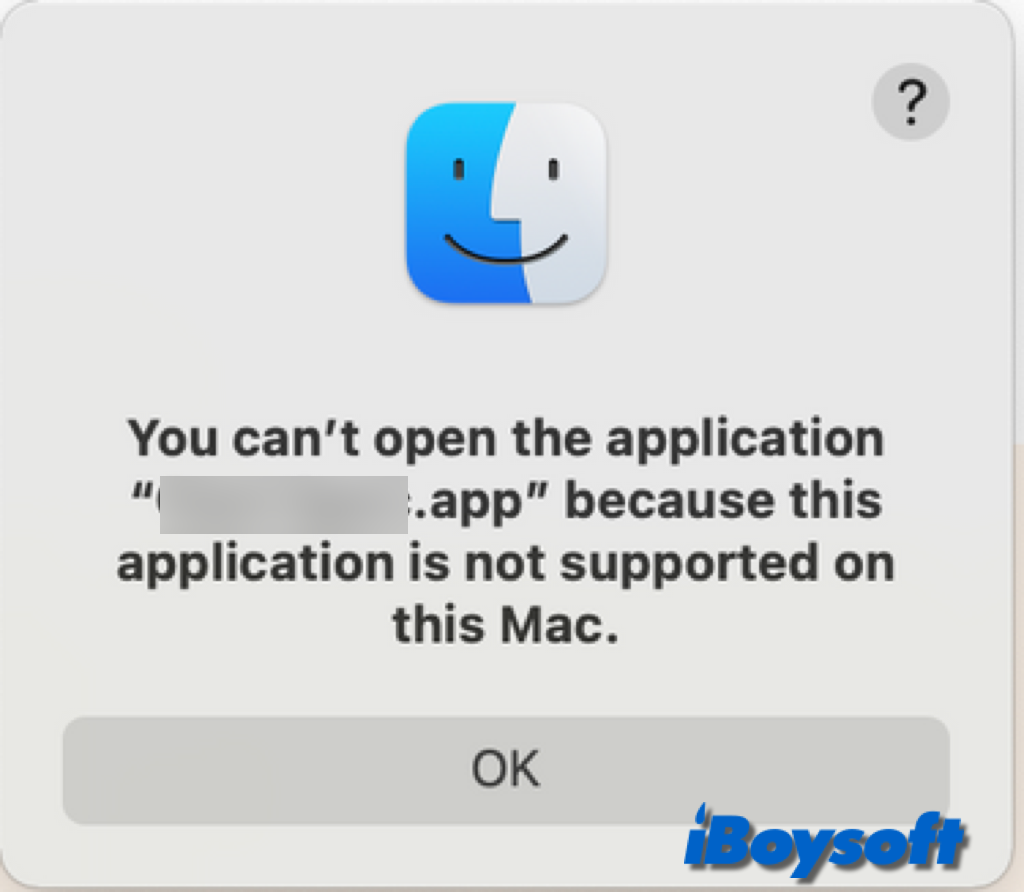 impossible d'ouvrir l'application pas prise en charge sur ce type de mac