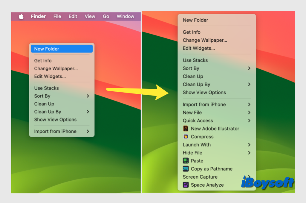menú contextual del Finder