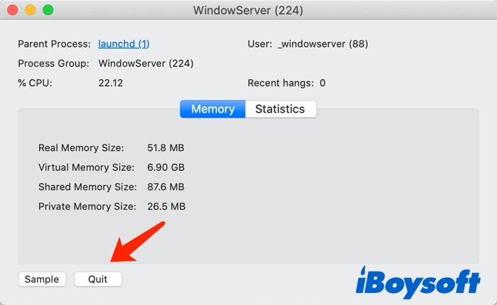 Quit WindowServer process on Mac