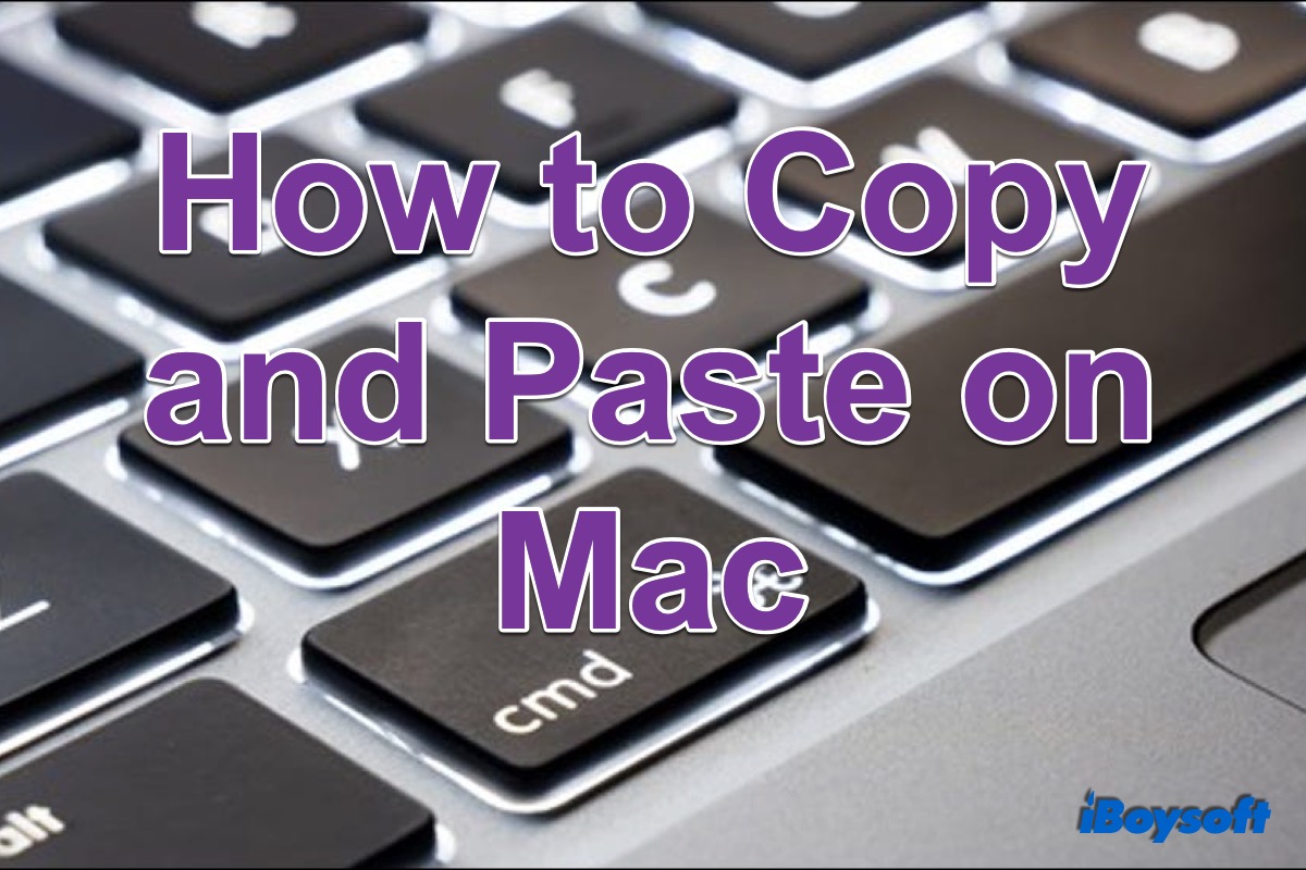 copiar y pegar en Mac
