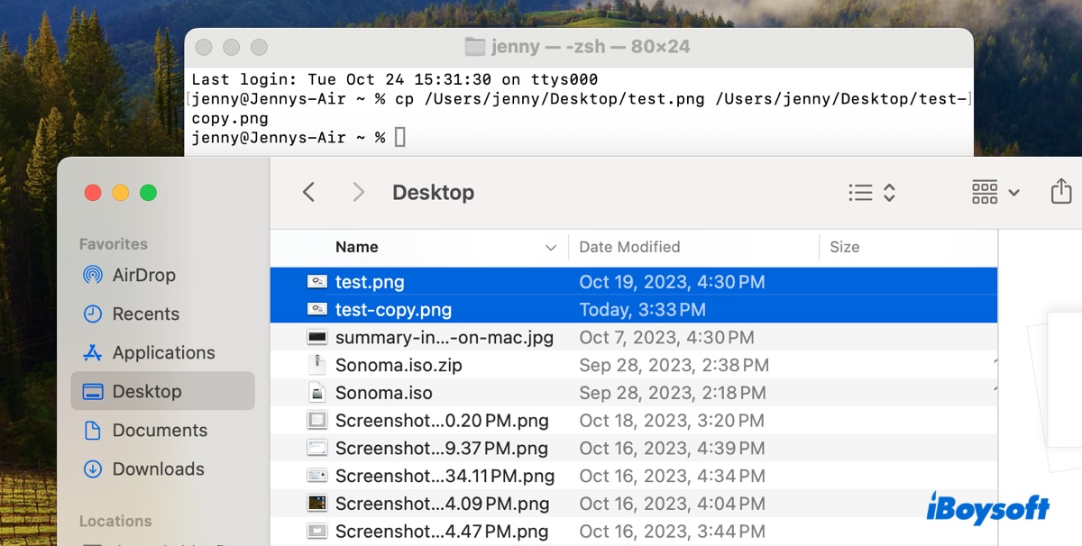 Comment copier et renommer un fichier dans le Terminal Mac