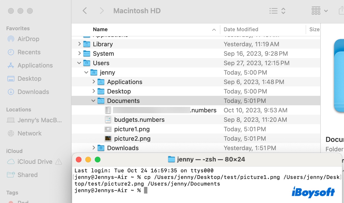 Comment copier plusieurs fichiers dans le Terminal Mac