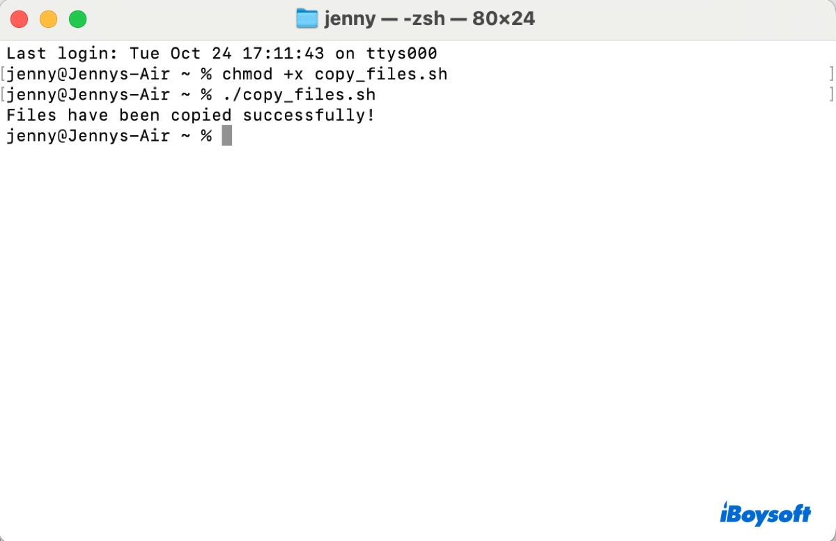So führen Sie das macOS-Skript zum Kopieren von Dateien in Terminal aus