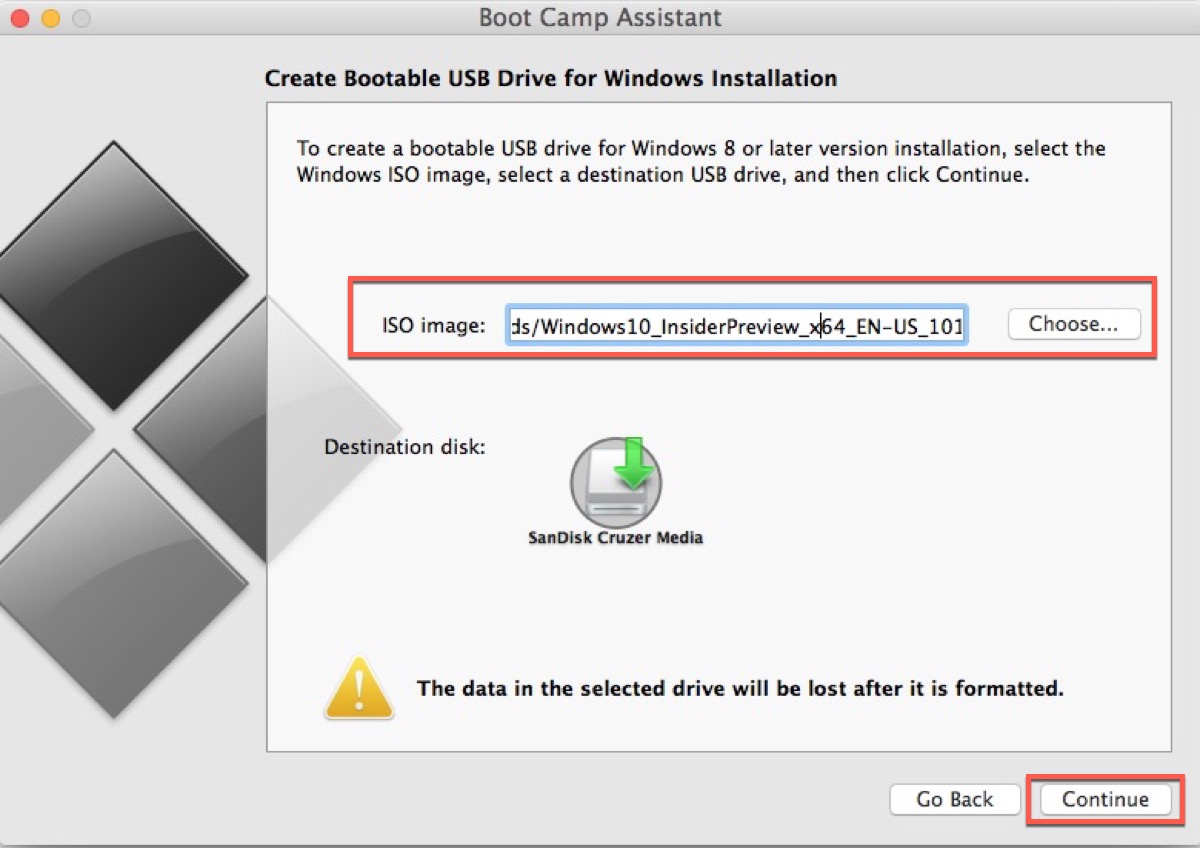 Verwenden des BootCamp Assistenten auf dem Mac