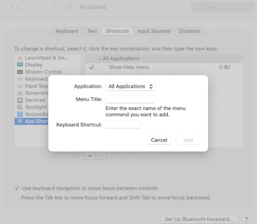 add app shortcuts on Mac