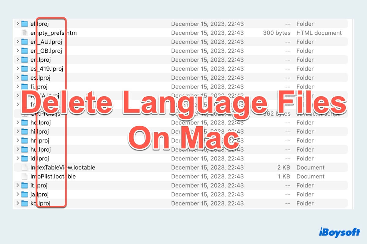 Resumen de cómo eliminar archivos de idioma en Mac