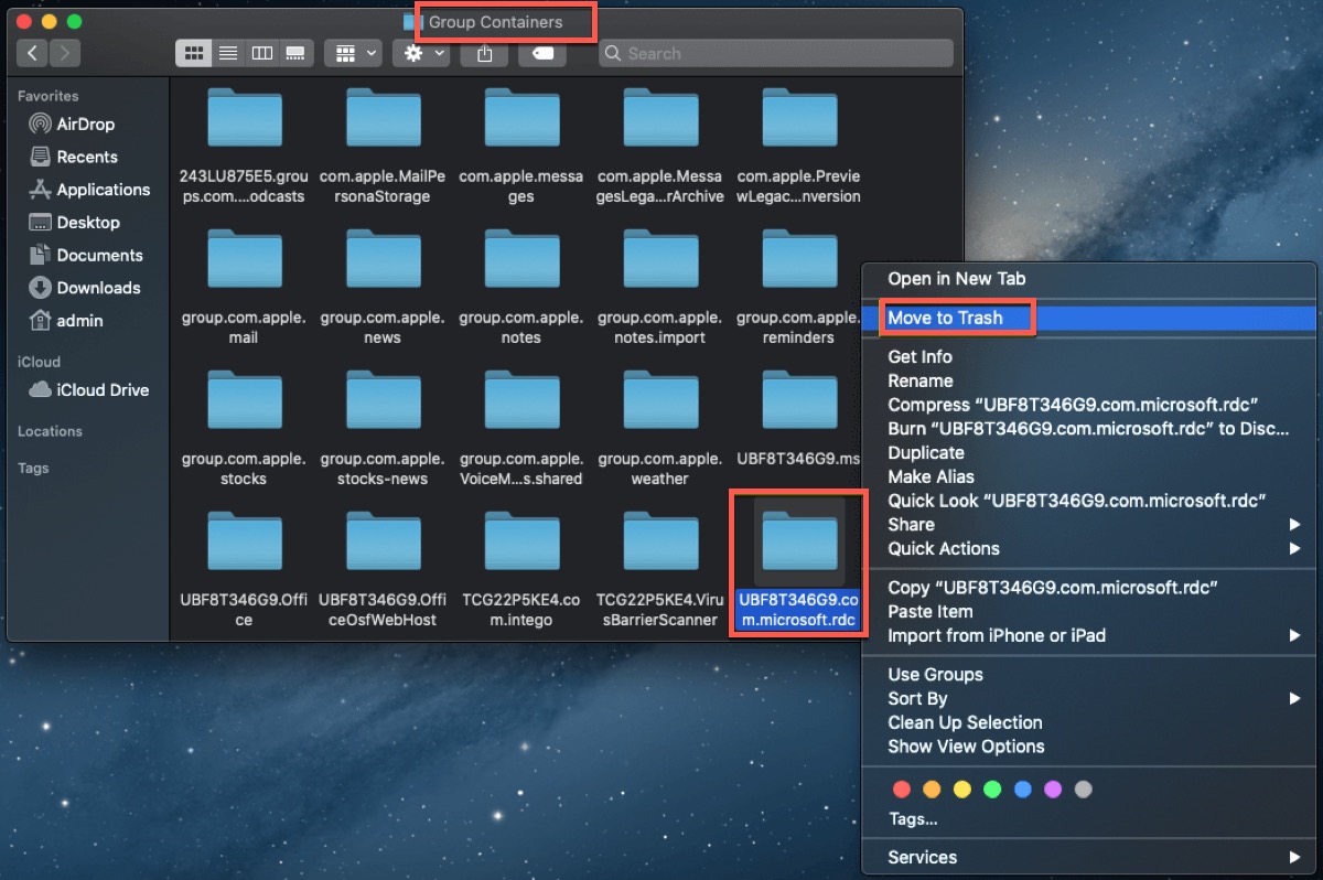 Delete the Remote Desktop temporary folder from Mac