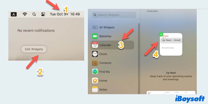 comment ajouter des widgets sur le centre de notifications de Mac