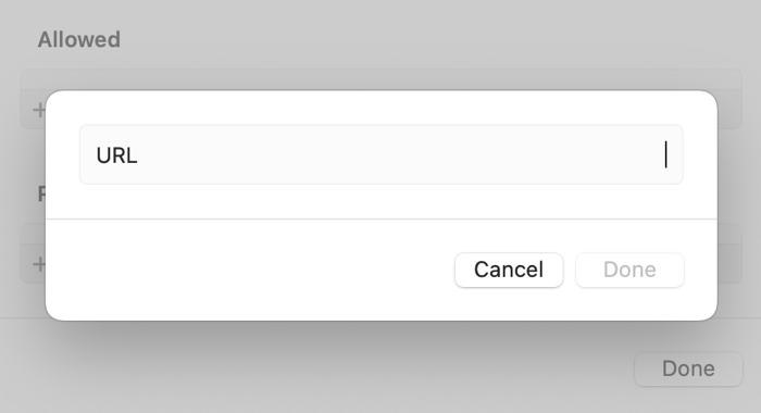 Add a website URL to block