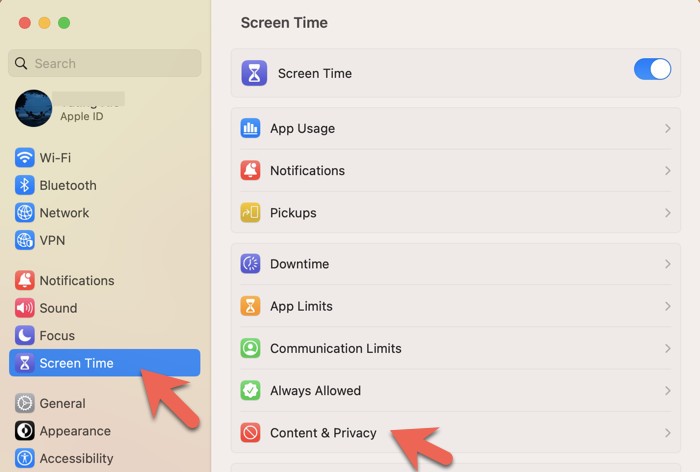 Block a website on Mac in Screen Time