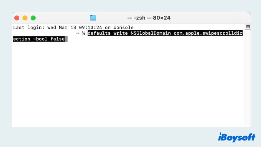 Change Scroll direction with Terminal