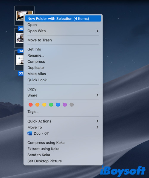 criar uma nova pasta com arquivos selecionados