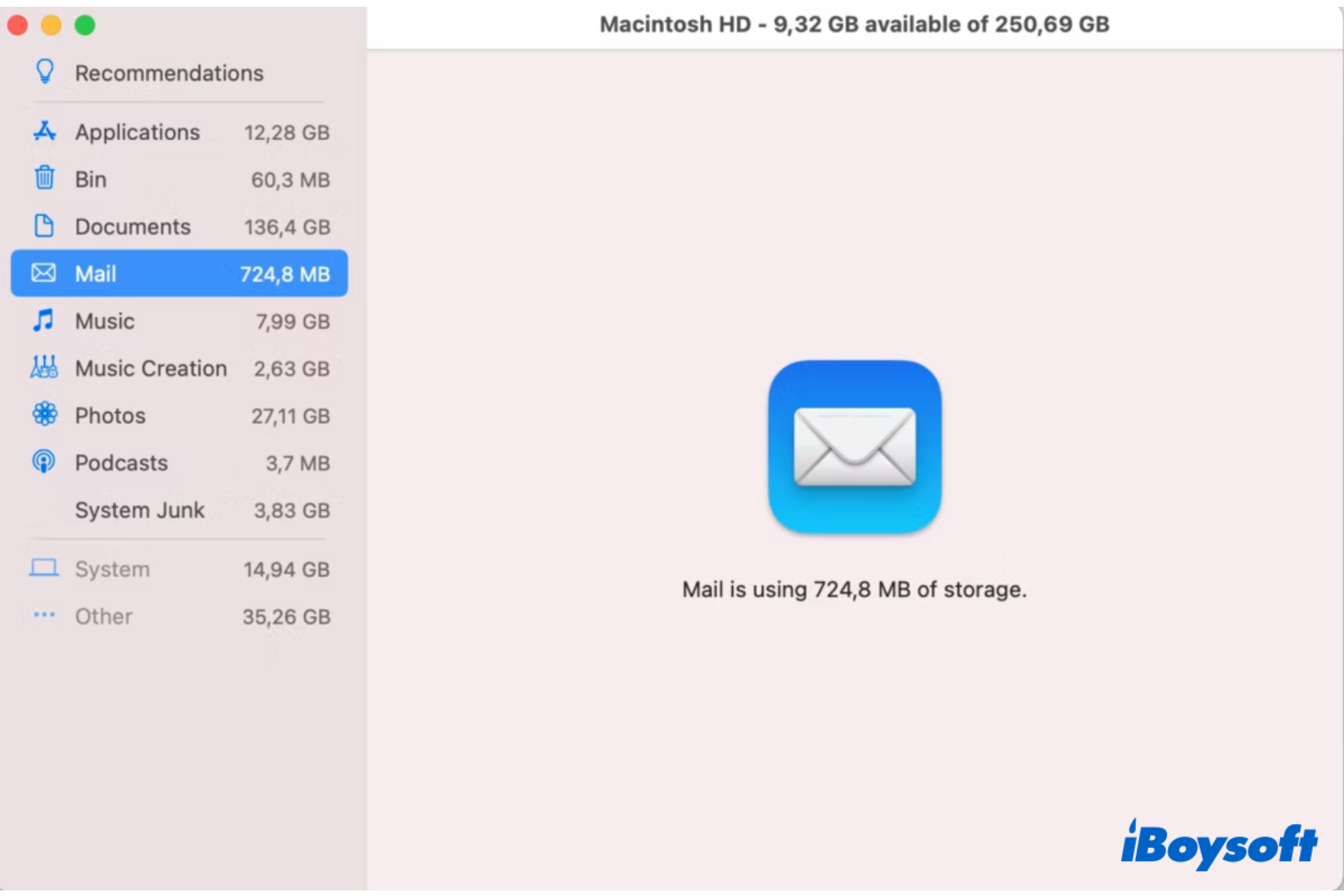 como excluir o armazenamento de e-mail no Mac