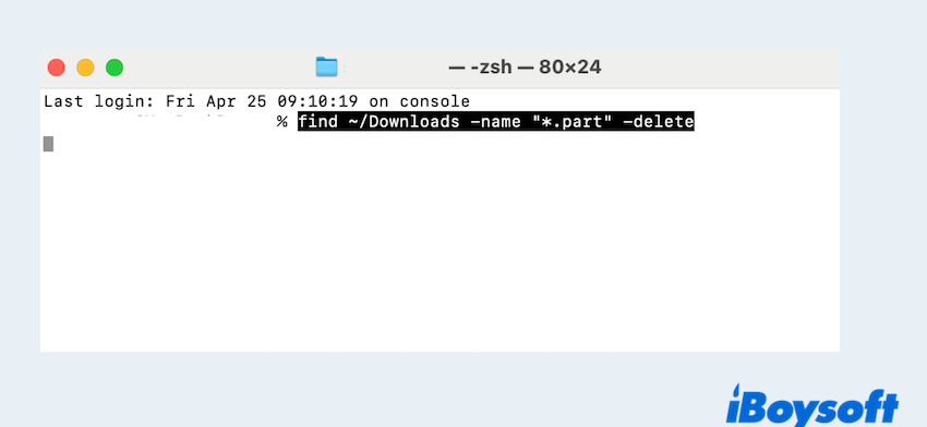 delete part files on Mac