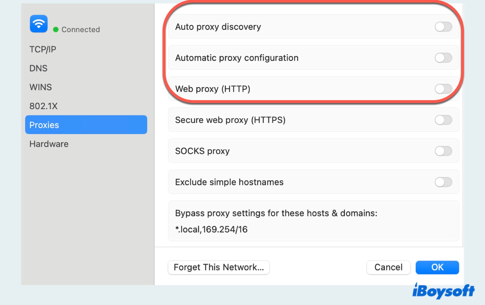 Disable Proxy Settings on Mac