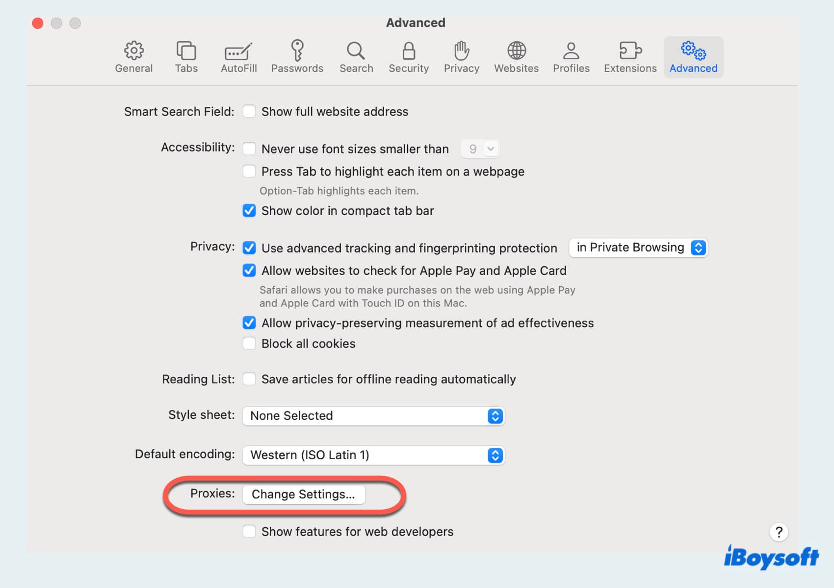 Disable Proxy Settings on Safari