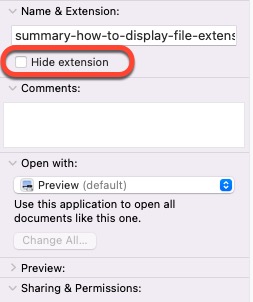 How to show hide file extensions on Mac