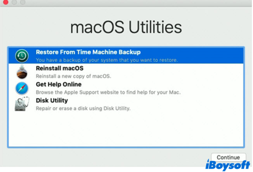 restore from Time Machine backup