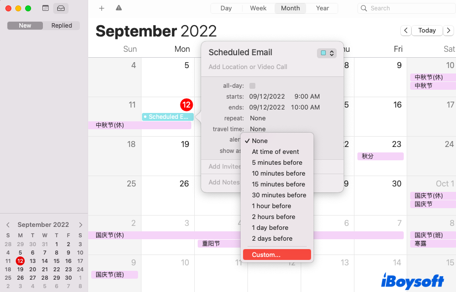 set the time and date in the Calendar app