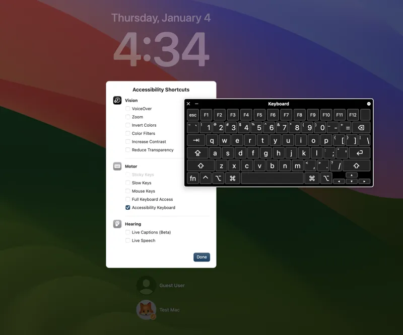 Desbloqueie o iMac sem teclado com teclado na tela