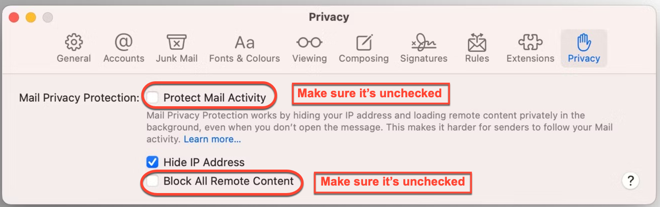 Macでメールの画像が読み込まれない場合の修正方法
