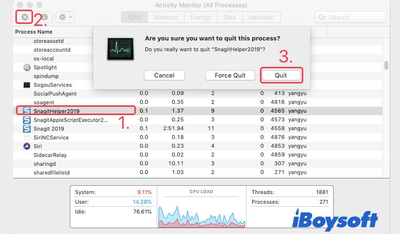 force quit process in Activity Monitor