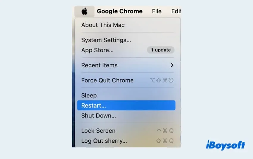 修正方法1: Macを再起動する