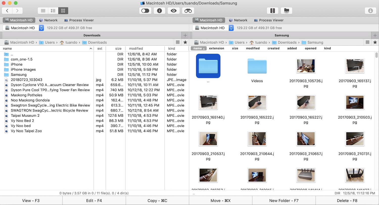 la interfaz de Command One Mac file Manager
