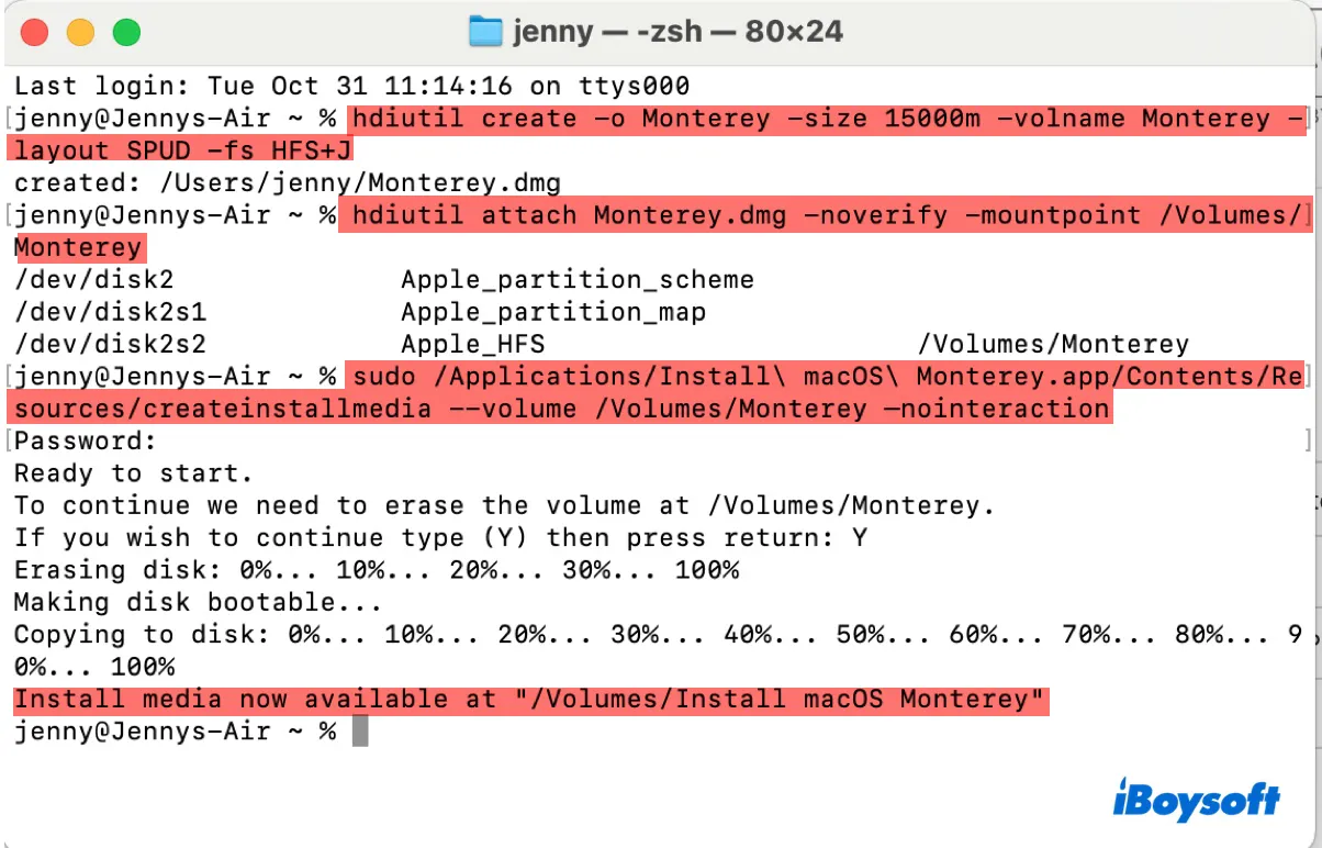 Cómo crear un archivo DMG de macOS Monterey arrancable en Terminal