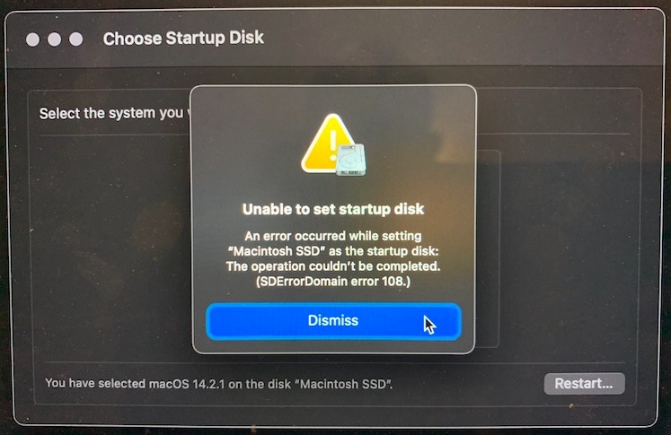 macOS Sonoma startet nicht von einer externen Festplatte
