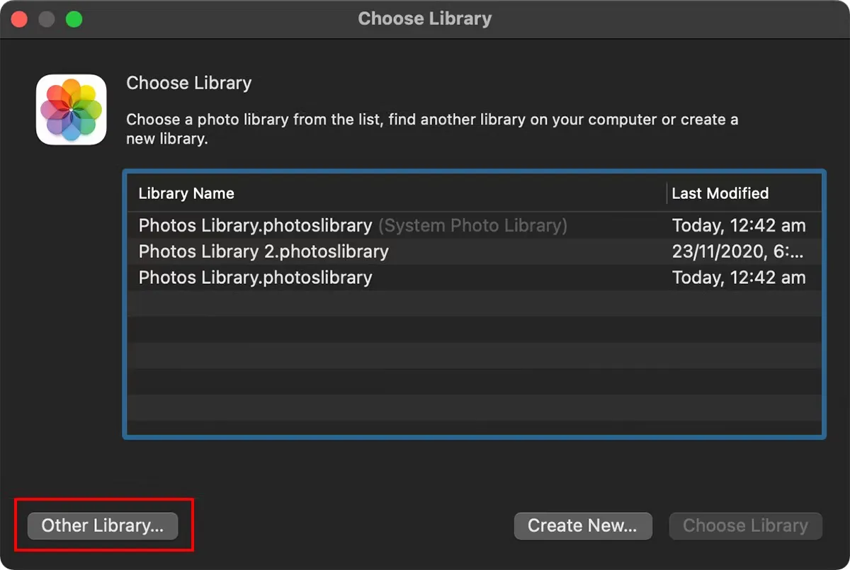 mover biblioteca de fotos a disco duro externo en Mac