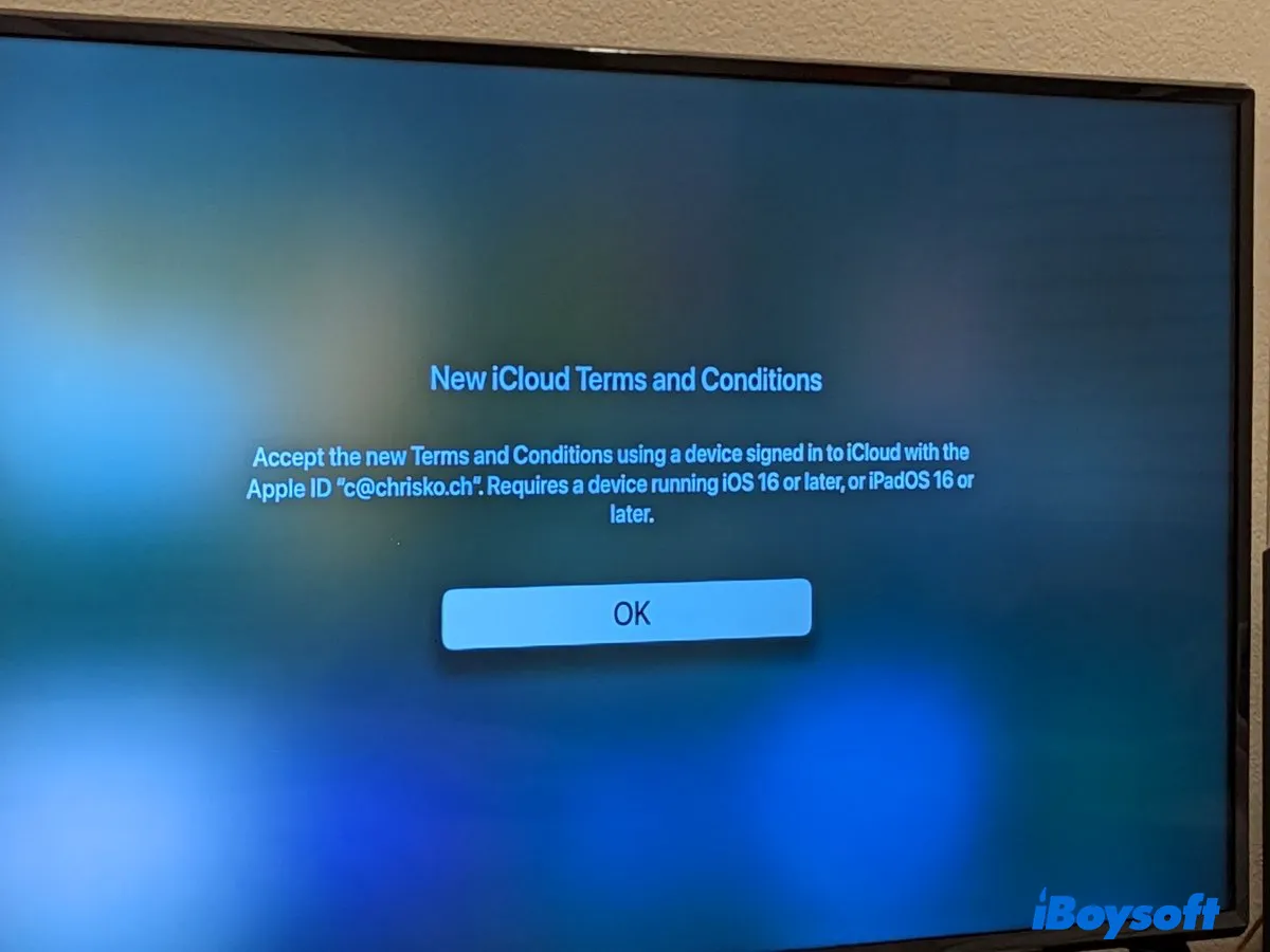 Novos Termos e Condições do iCloud continuam aparecendo no Apple TV