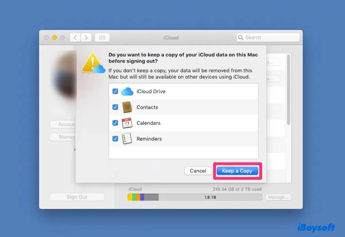 Se déconnecter d'iCloud sur macOS Monterey ou une version antérieure