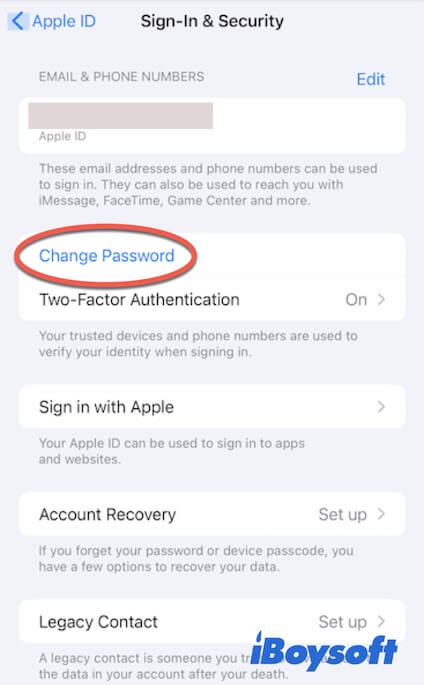changer le mot de passe de l'identifiant Apple sur Mac