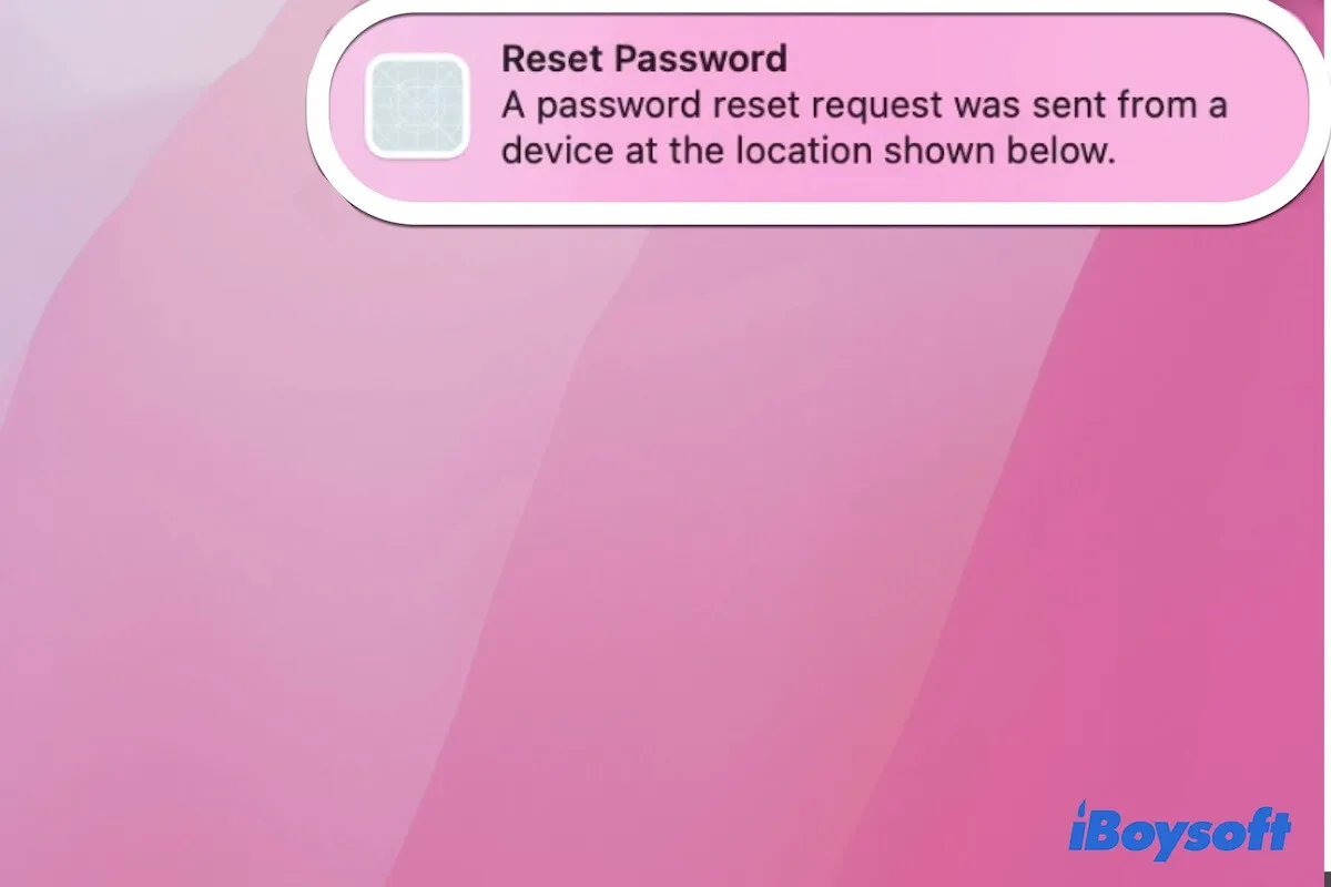 notification de réinitialisation de mot de passe qui apparaît constamment sur Mac