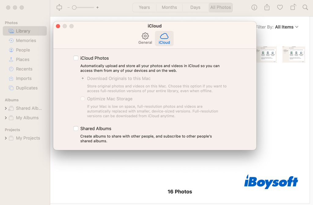 desactivar fotos de iCloud en Mac