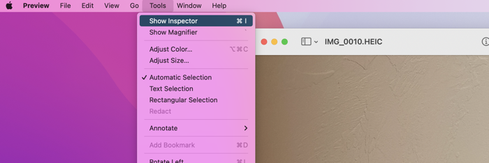 Remove location data from photos on Mac with Preview