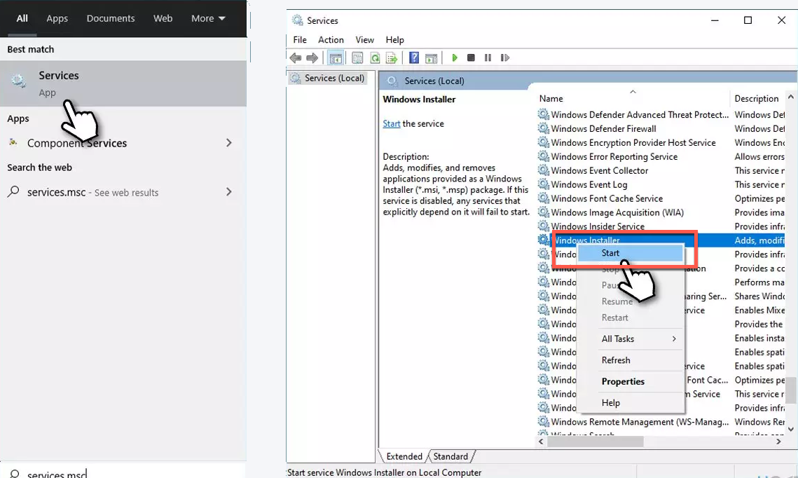Solve The installer has insufficient privileges to access this directory