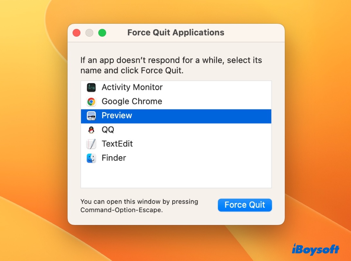 Force quit the app that cannot open on Mac