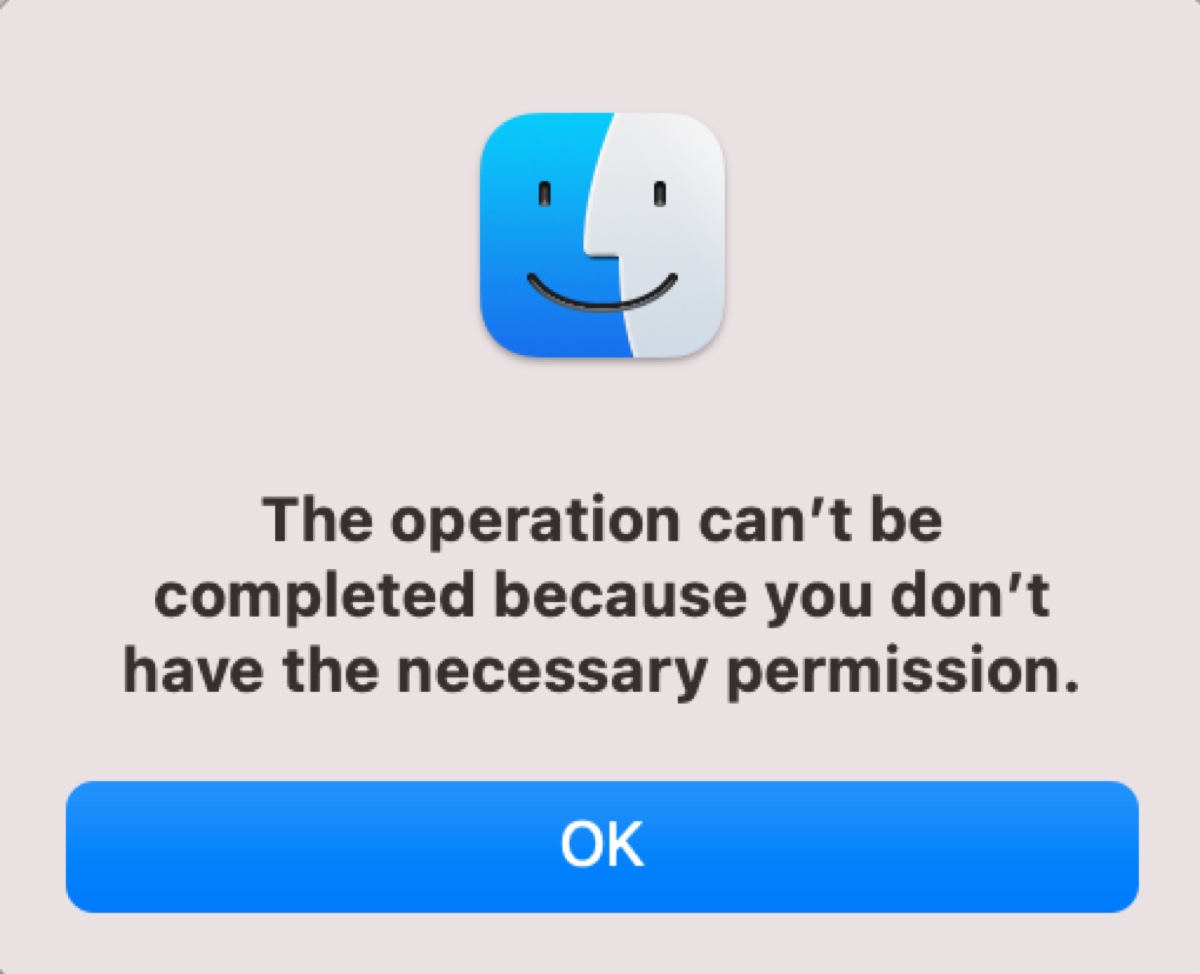 L'opération ne peut pas être effectuée car vous n'avez pas les permissions nécessaires