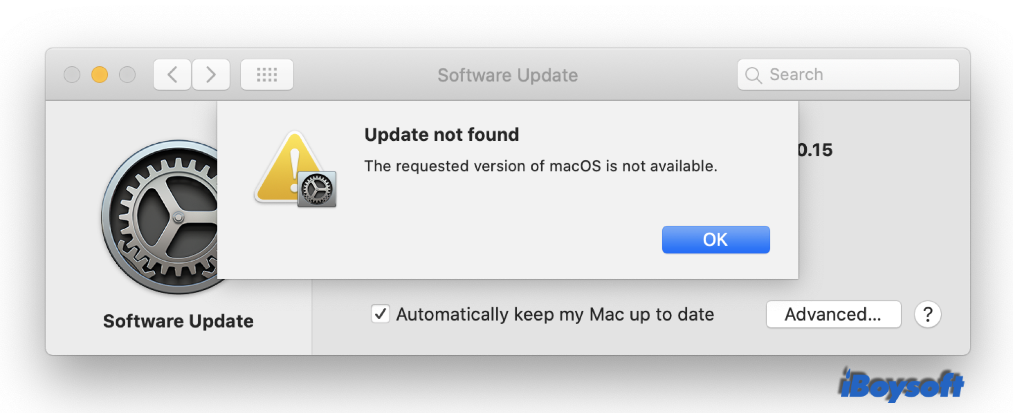 A versão solicitada do macOS não está disponível