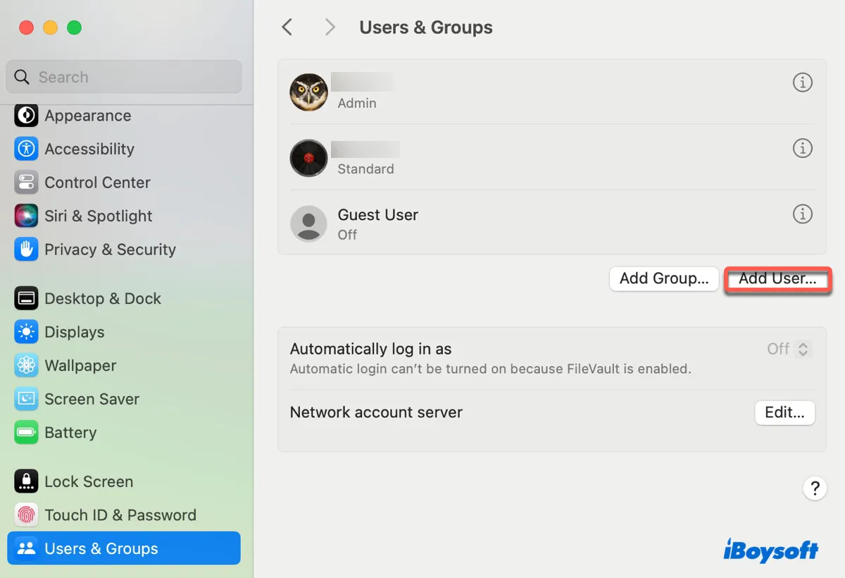 Crear una nueva cuenta de usuario en Mac