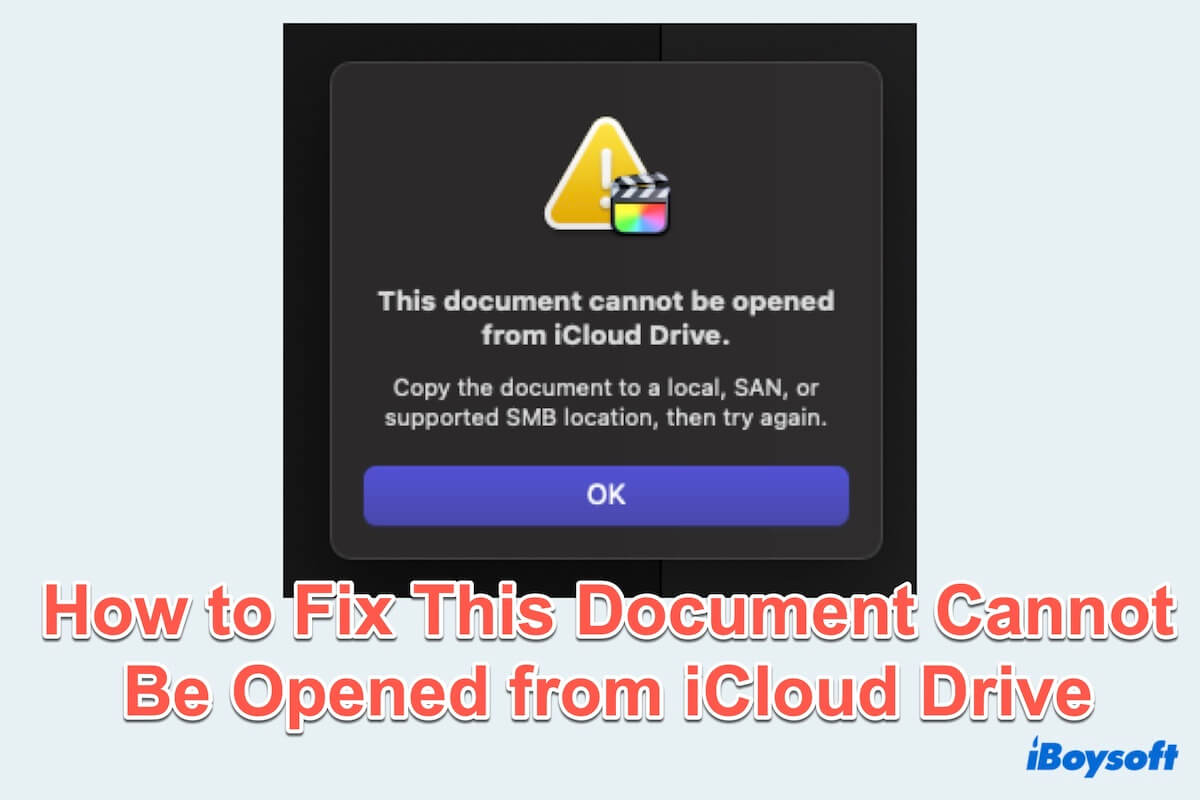 Résumé de ce document ne peut pas être ouvert depuis iCloud Drive