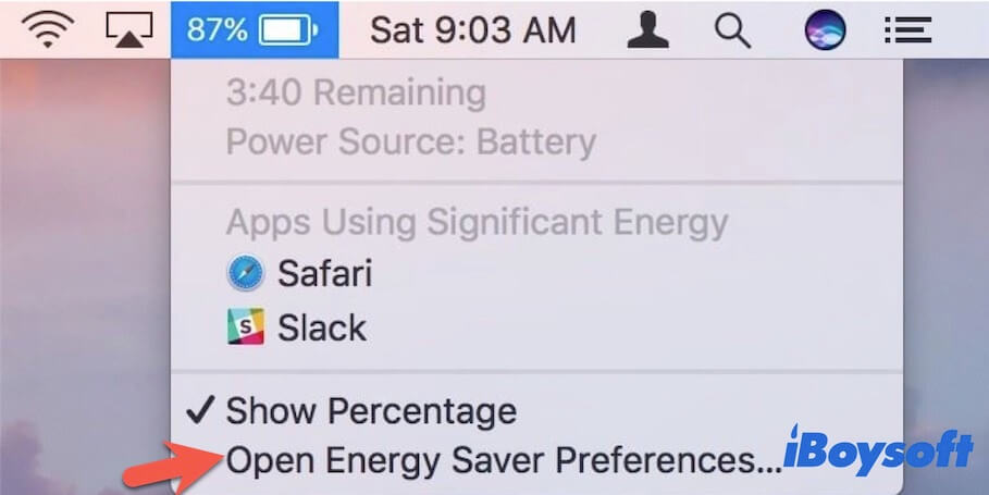 check the battery energy on your MacBook